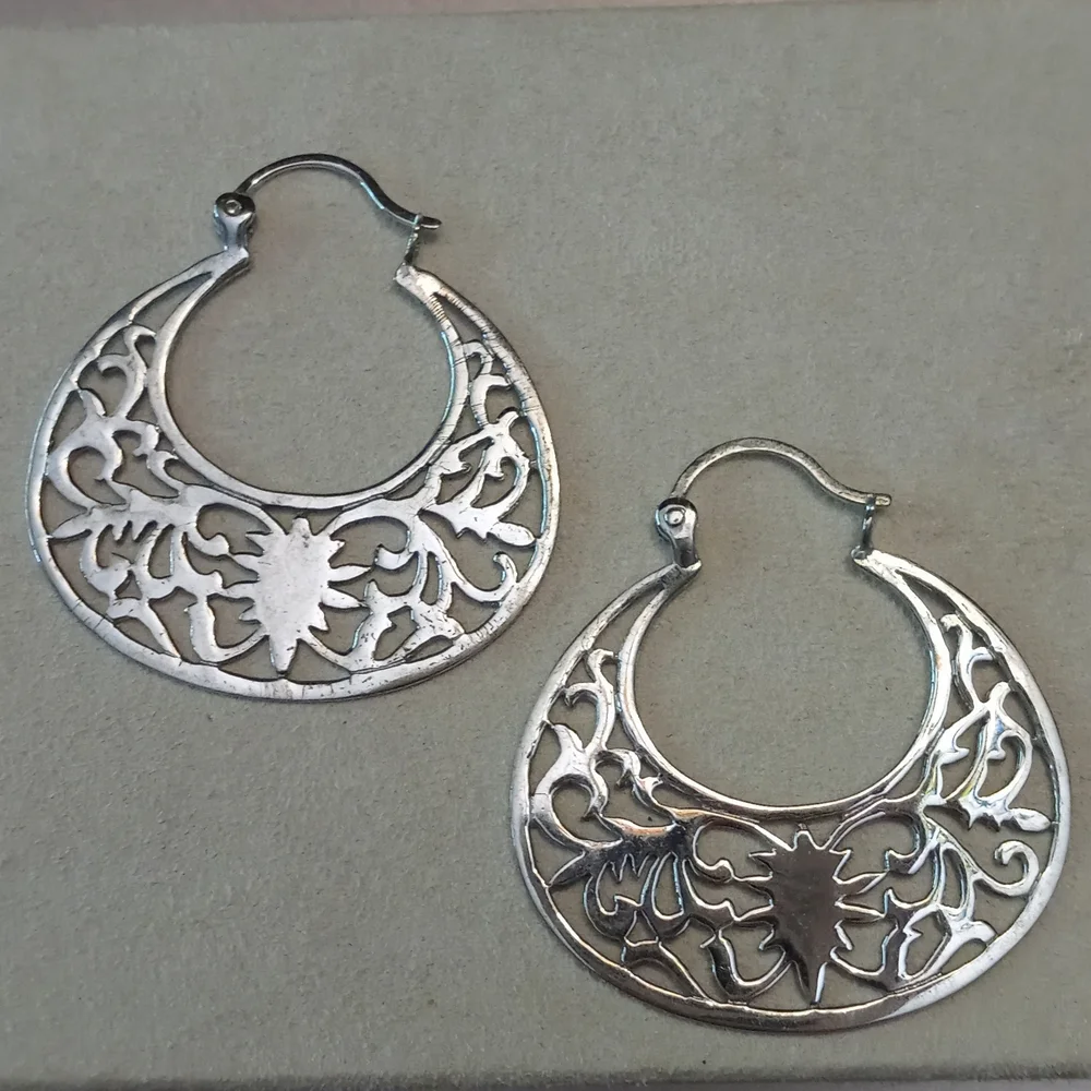 Sterling silver cut out hoops